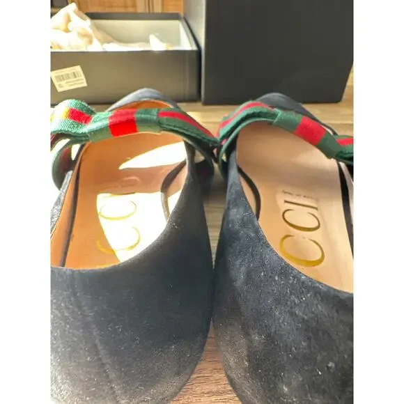 Gucci Sylvie Suede Bow Ballet Flats size 37 - Picture 7 of 9
